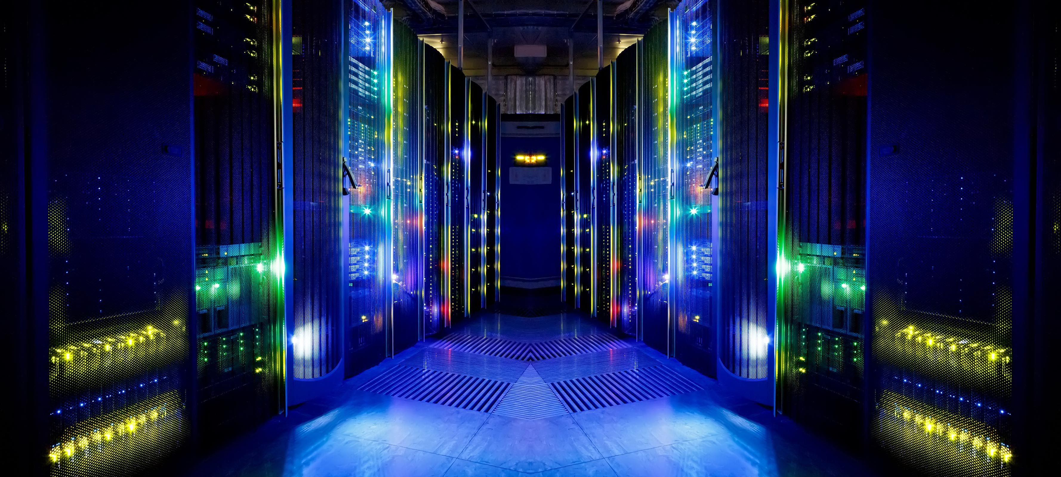 A server room inside a data center.
