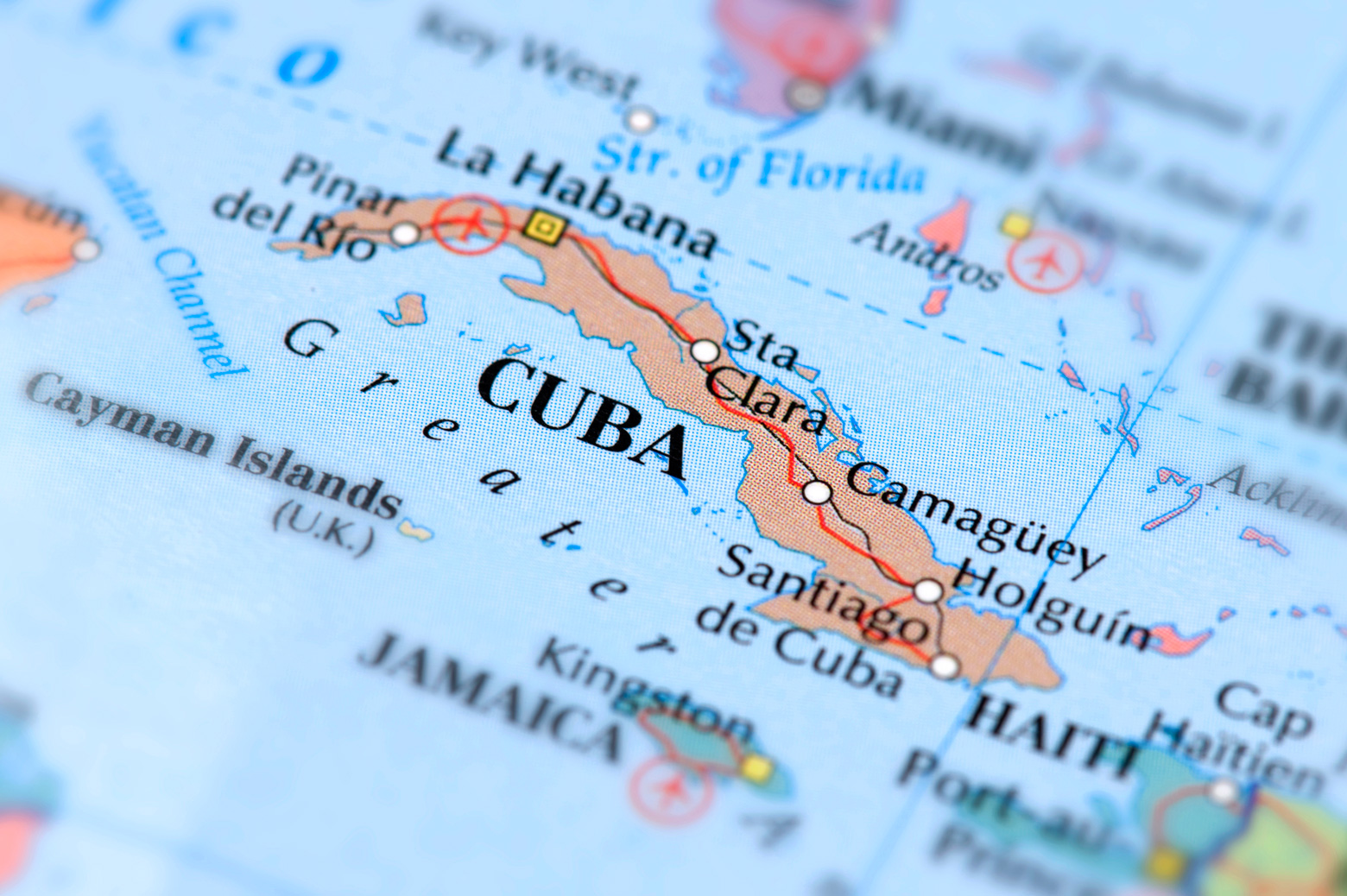 A map of Cuba.