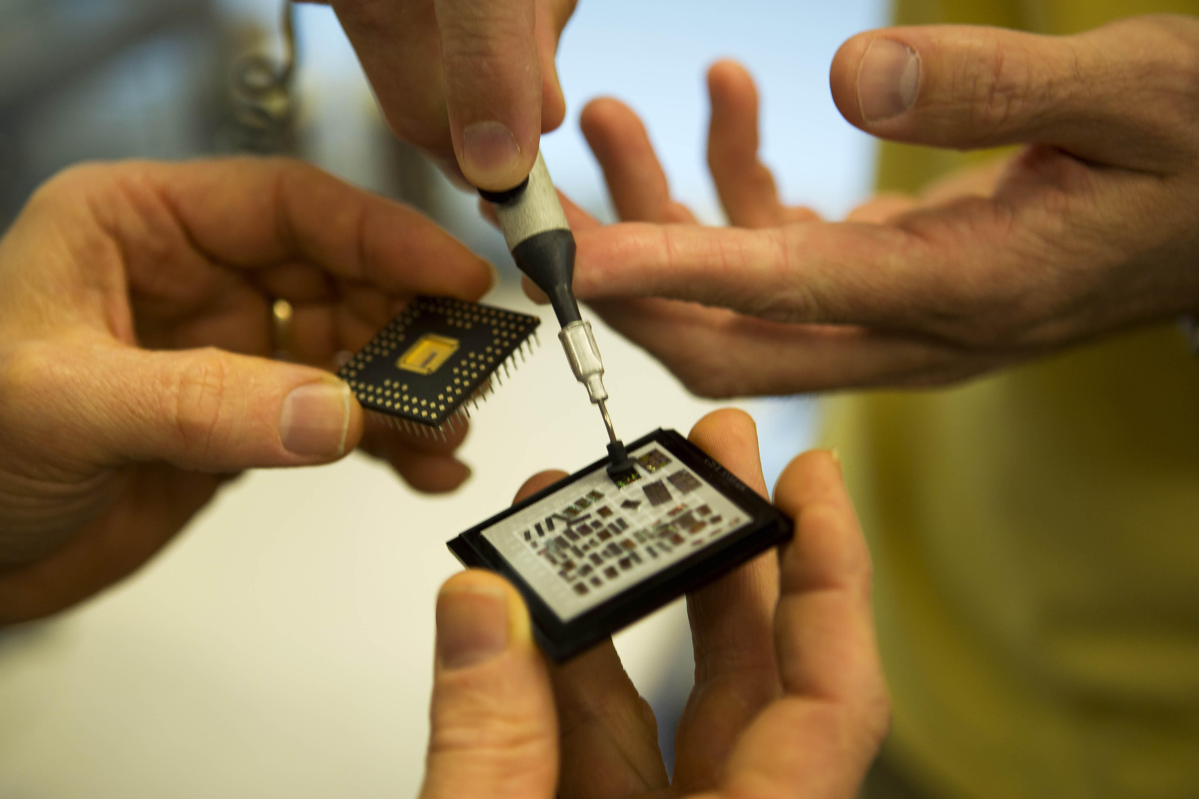 Professors work on small chips