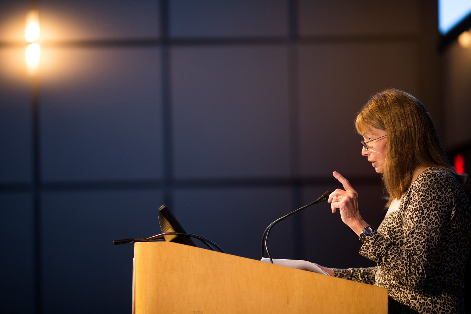 Lynn Conway, Emerita Professor of Electrical Engineering and Computer Science, speaks at a U-M Workshop on Nano and Micro Manufacturing.