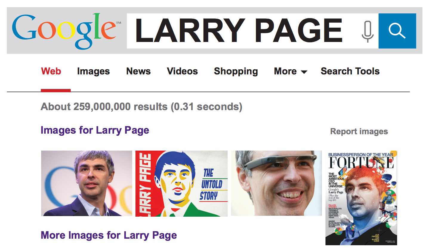 Graphic of Google Results for Larry Page