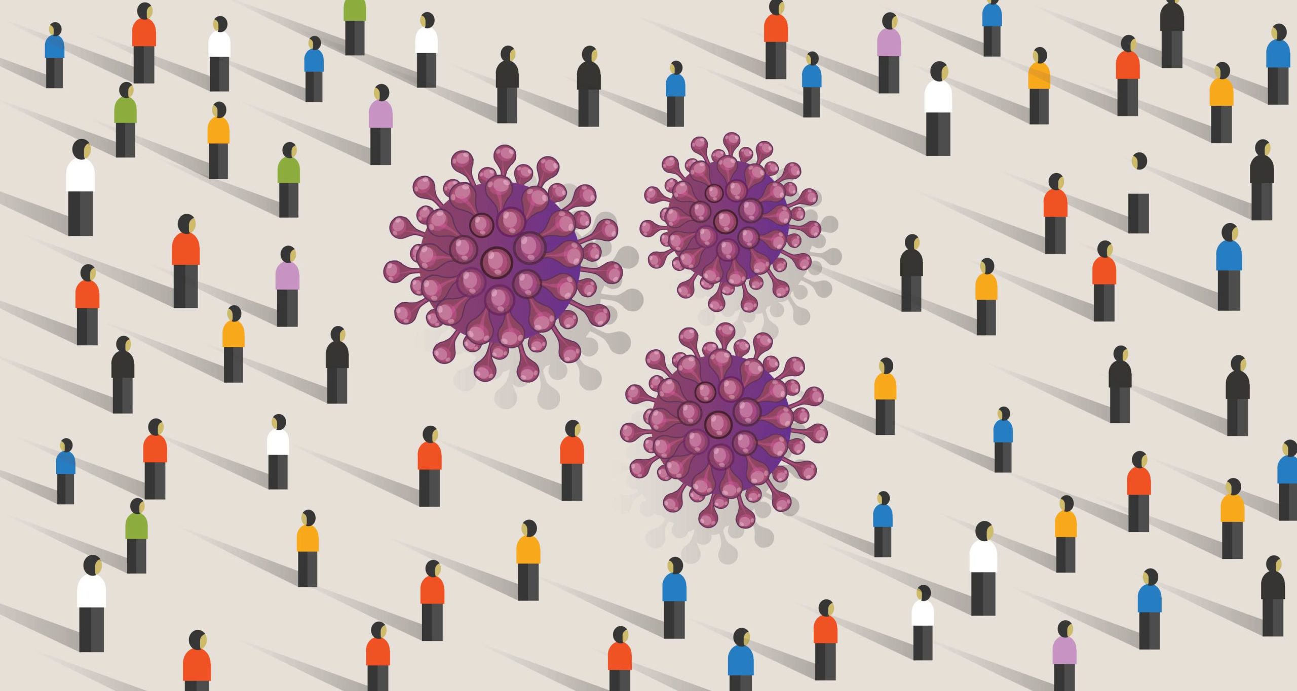 Illustration of virus epidemic transmission in a crowd