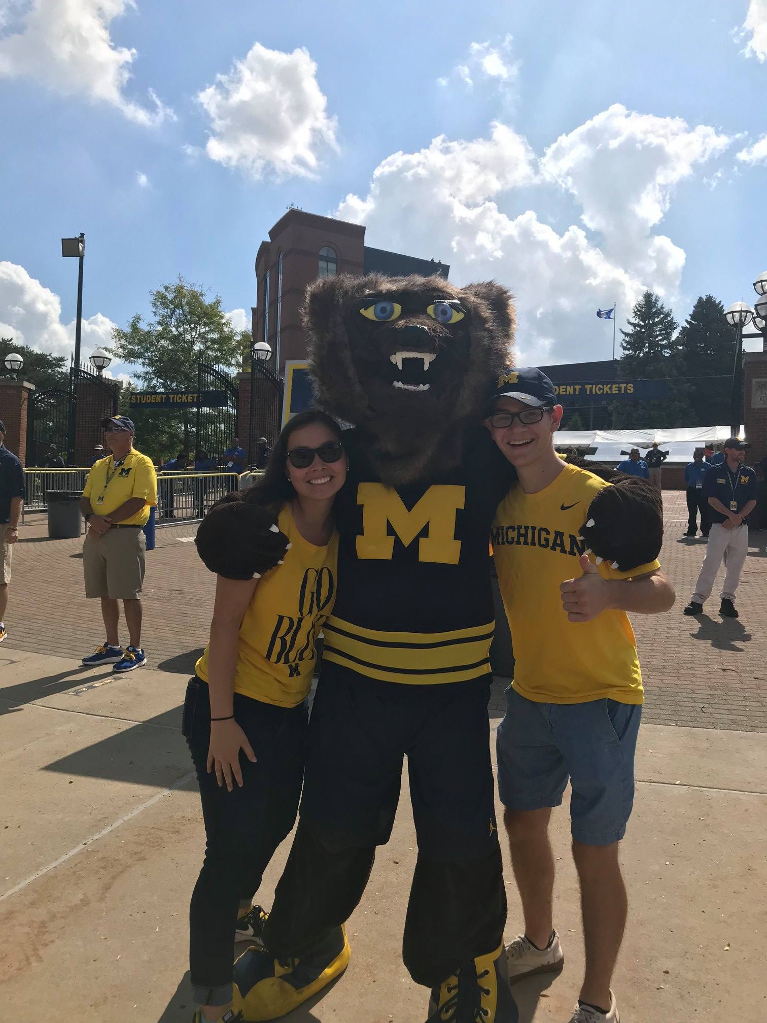 Ryan and friend with Wolverine mascot
