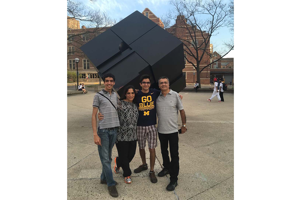 Khubchandani and family in front of cube
