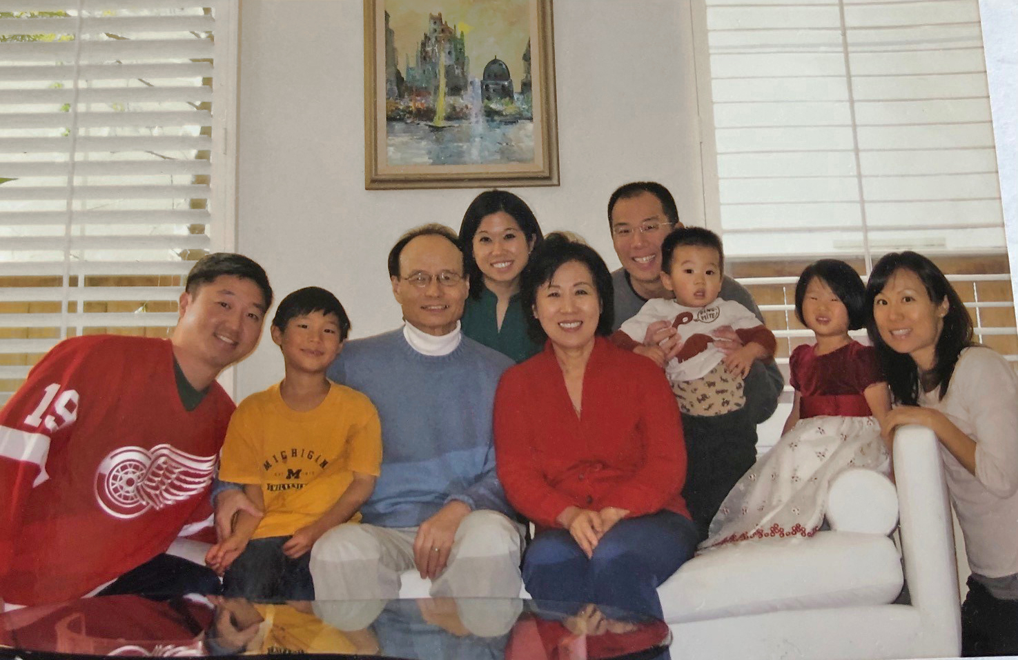 Chang family photo in living room