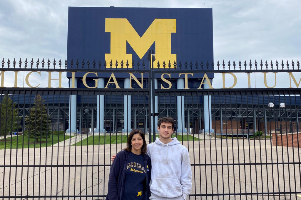 Shirin Mangold and her son outside the Big House