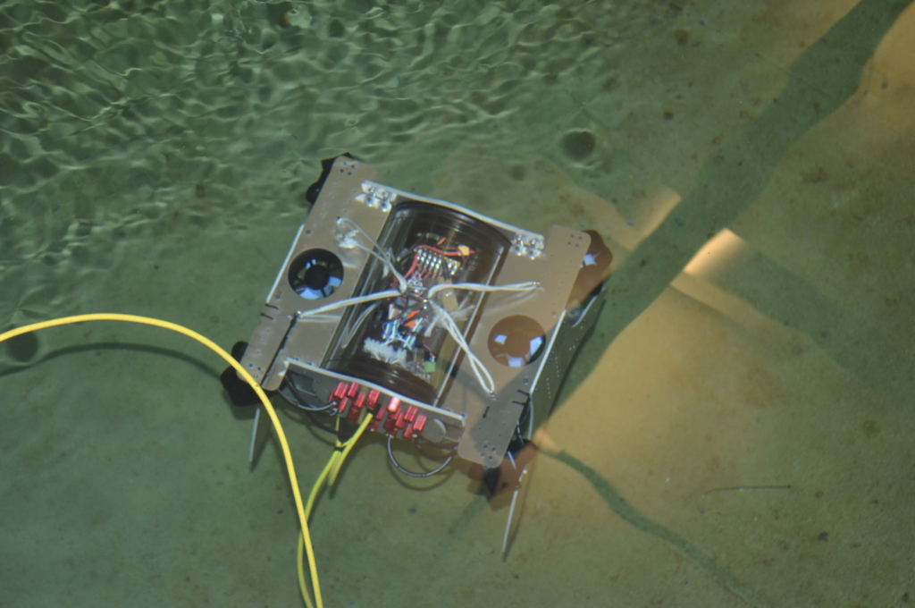 The Michigan RoboSub team's 2021 autonomous underwater vehicle, Huron.