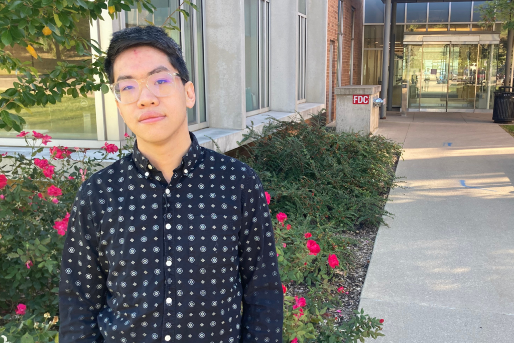 Trenton Chang posing outside on North Campus