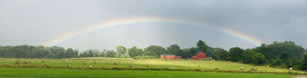 Image of Steel's farm, with a rainbow