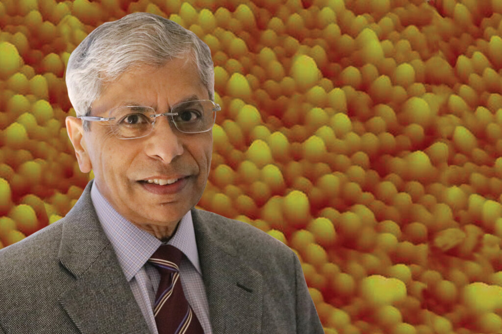 Pallab Bhattacharya in front of quantum dots